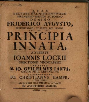 Principia innata : adversus Ioannis Lockii obiectiones