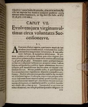 Caput VII. Evolvens iura virginum ultimas circa voluntates Successiones sue