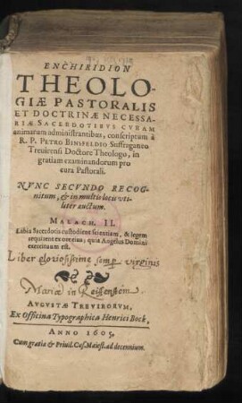 Enchiridion Theologiae Pastoralis Et Doctrinae Necessariae Sacerdotibus Curam animarum administrantibus