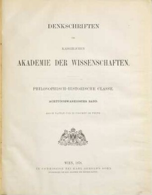 Denkschriften. 28. 1878