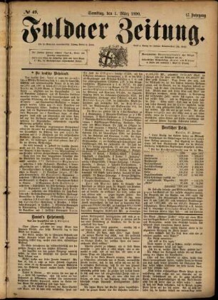Ausgabe vom Samstag, den 01. März 1890.
