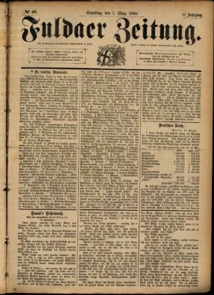 Ausgabe vom Samstag, den 01. März 1890.