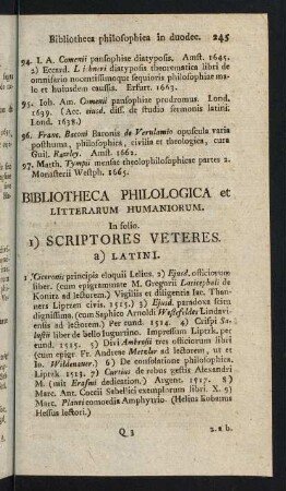 245-372, Bibliotheca Philologica et Litterarum Humaniorum