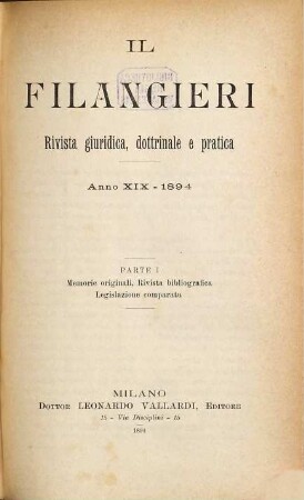 Il Filangieri : rivista giuridica, dottrinale e pratica. 19. 1894,1