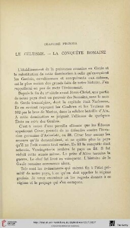 Chapitre primier. Le Celtisme. - La conquéte romaine