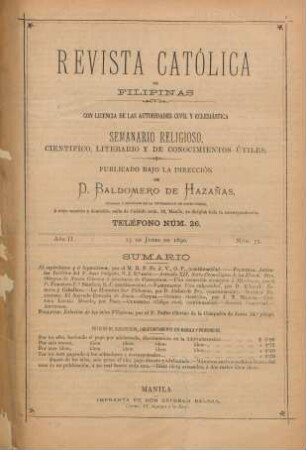 Ano II. 15 de Junio de 1890, Núm. 71