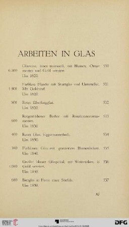 Arbeiten in Glas (Nr. 530-563)