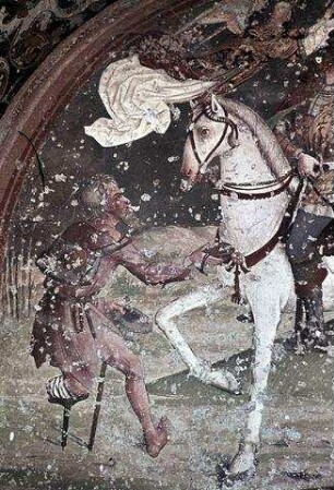 Heiliger Martin mit zwei Bettlern flankiert von Heiligen