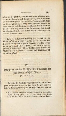 IV. Das Grab und die Grabschrift des Urvaters des Menschengeschlechtes, Adam.