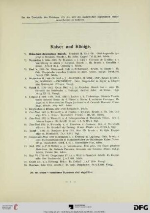 Kaiser und Könige (Nr. 1-91)