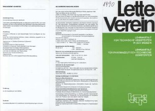 Flyer der Lehranstalt für Technische Assistenten in der Medizin und der Lehranstalt für Pharmazeutisch-Technische Assistenten im Lette-Verein