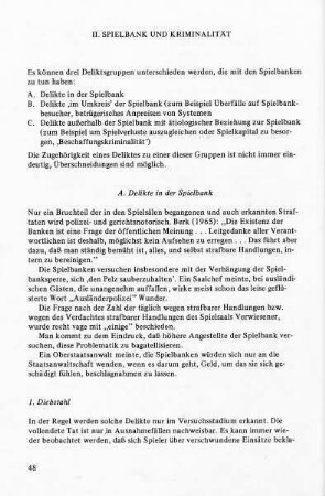 II. Spielbank und Kriminalität