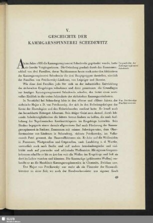 V. Geschichte Der Kammgarnspinnerei Schedewitz