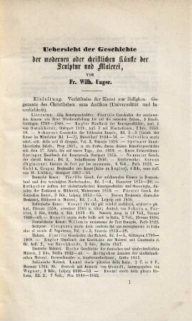 Uebersicht der Bildhauer- und Malerschulen seit Constantin dem Grossen : zum Gebrauch bei Vorlesungen und zugleich als geschichtliche Hülfstafel für Künstler und Kunstfreunde
