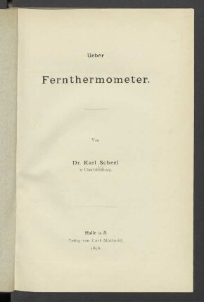 Ueber Fernthermometer