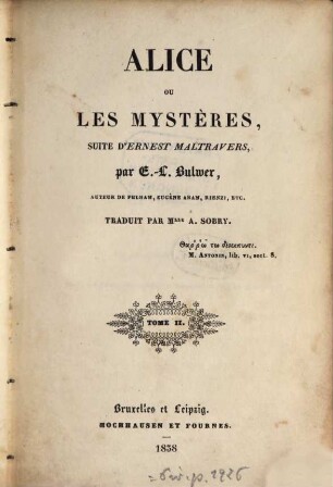 Alice ou les mystères. 2 (1838)