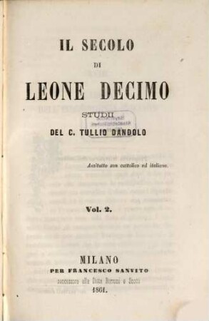 Il secolo di Leone Decimo : Studii, 2