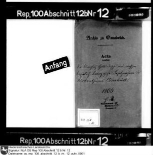 Die königlich holländischen und nachher kaiserlich französischen Besitznahme des Fürstentums Osnabrück