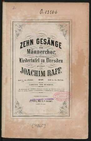 H. 1: Zehn Gesänge für Männerchor