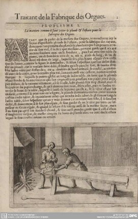 PROBLESME I. La maniere comme il faut jetter le plomb & l'estain pour la fabrique des Orgues.