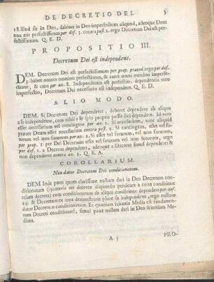 Propositio III. Decretum Dei est independens.