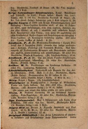 Svensk litteratur bulletin : förteckning öfver alla nya utkomma böcker, musikalier, gravyrer. 1846