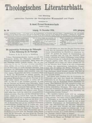 369-376 Die gegenwärtige Problemlage der Philosophie in ihrer Bedeutung der Theologie