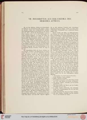 VII. Inschriften aus der Exedra des Herodes Atticus (Nr. 610-628)