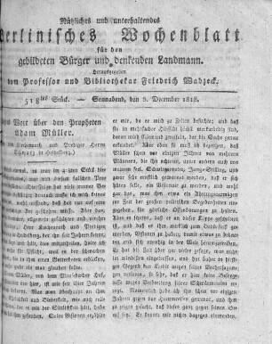518tes Stück, Sonnabend den 5. December 1818