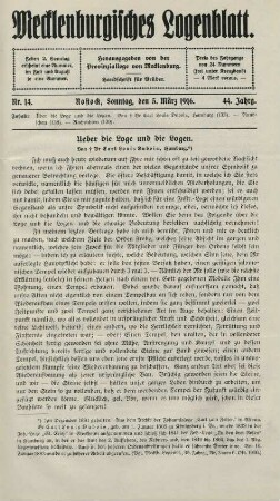 Nr. 14. Rostock, Sonntag, den 5. März 1916.