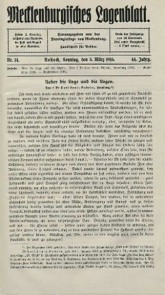 Nr. 14. Rostock, Sonntag, den 5. März 1916.