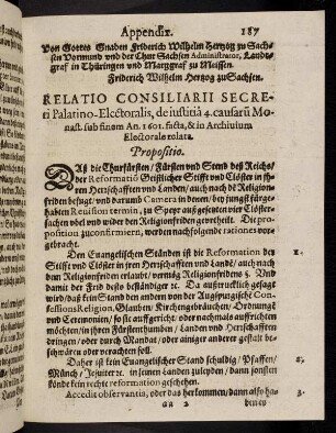 187-201, Relatio Consiliarii Secreti Palatino-Electoralis [...] An. 1601. [...].