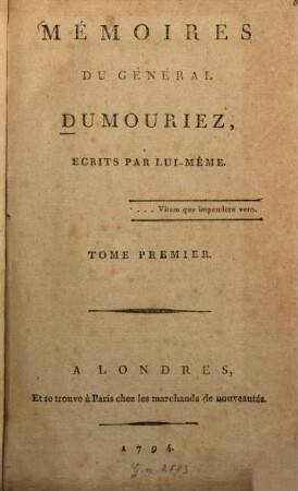 Mémoires Du Général Dumouriez, 1