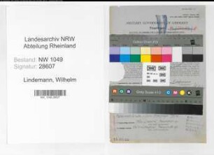 Entnazifizierung Wilhelm Lindemann , geb. 12.12.1894 (Kaufmaennischer Angestellter)
