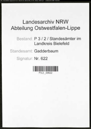Sterberegister Standesamt Gadderbaum