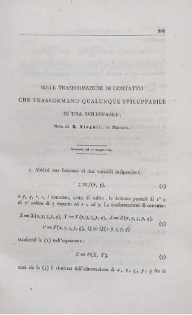 Sulle transformazioni di contatto che trasformano qualunque sviluppabile in una sviluppabile.