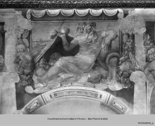 Ausmalung mit Camillus-Szenen : Allegorien : Verehrung der Sphinx und Personifikation des Arno