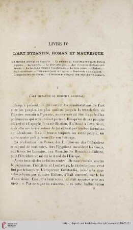 Livre IV: L´art byzantin, roman et mauresque