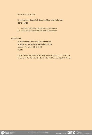 Biografisches Material über sorbische Patrioten