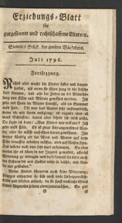 Siebentes Stück, des zweiten Bändchens