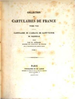 Cartulaire de l'abbaye de Saint-Victor de Marseille, 1