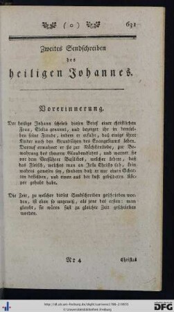 Zweites Sendschreiben des heiligen Johannes.