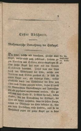 Erster Abschnitt. Mathematische Betrachtung der Erdkugel