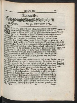 22. Stuck. den 30. December. 1734.