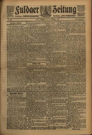 Erste Ausgabe vom Mittwoch, den 27. Oktober 1909.