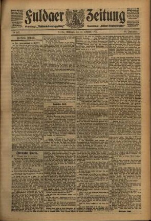 Erste Ausgabe vom Mittwoch, den 27. Oktober 1909.