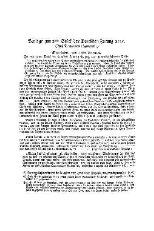 Beylage zum 2ten Stück der Deutschen Zeitung 1785