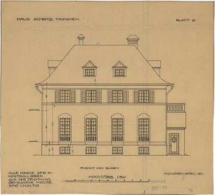 Fischer, Theodor; München - Laim; Haus Schätz - Südseite (Ansicht)