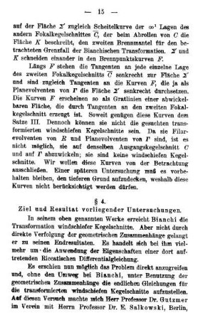 § 4. Ziel und Resultat vorliegender Untersuchungen.