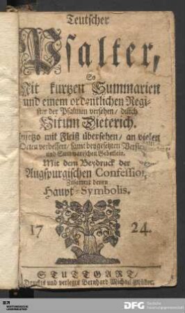 Teutscher Psalter